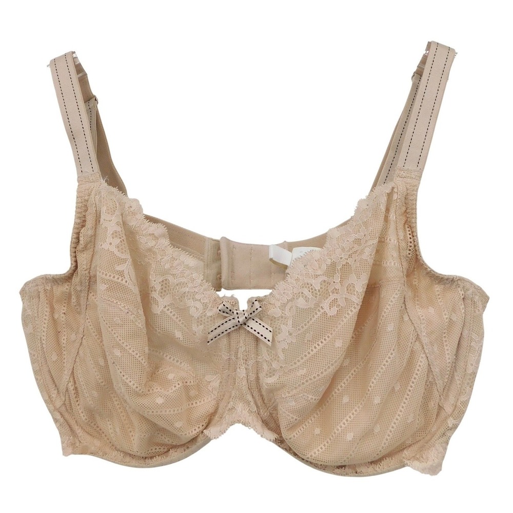 Chantelle Bra Women 36DDD Beige Lace Unlined Underwire C32810 French Lingerie